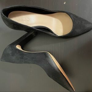 Black suede block heel